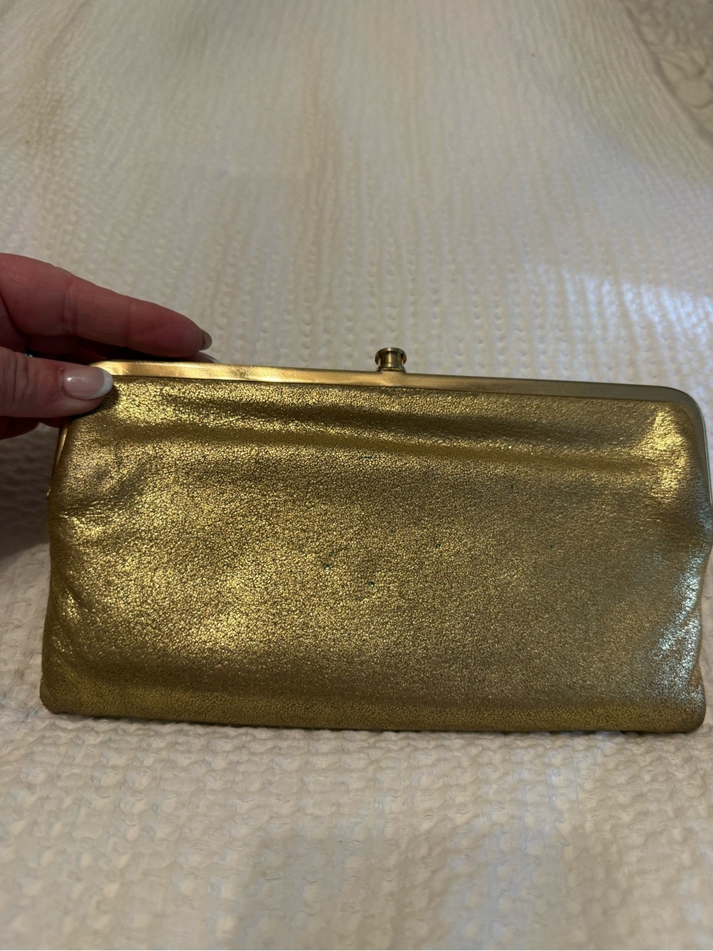 HOBO Metallic Gold Frame Lauren Clutch Wallet - Picture 3 of 5